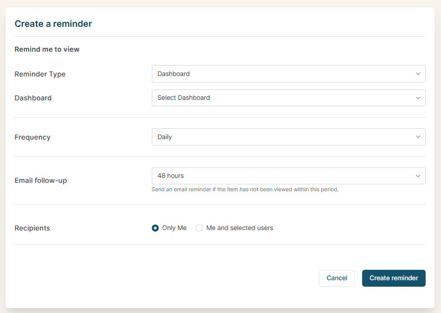 Create a reminder form