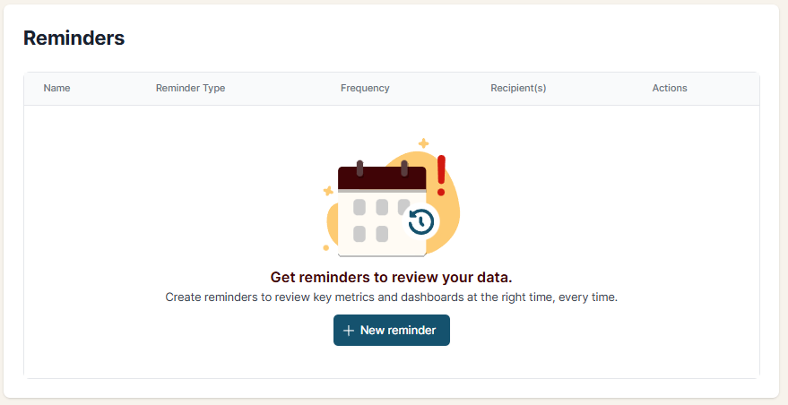 Reminders page