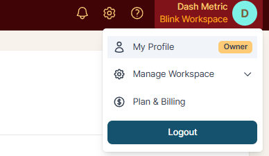 Profile dropdown menu open in the top-right header, with My Profile highlighted