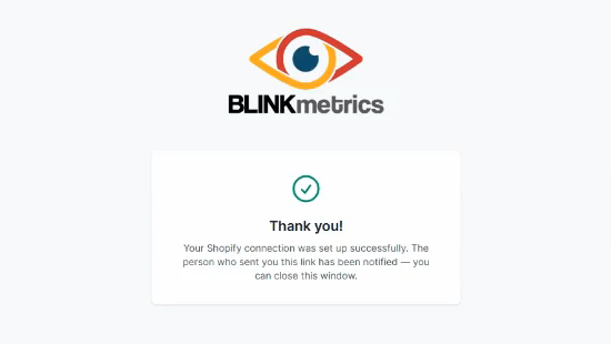 The Thank you confirmation page shown to the recipient after authorizing.