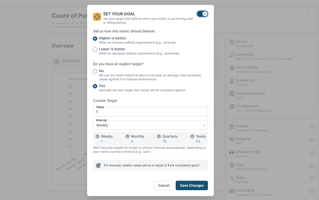 Goal setting and real-time alerts