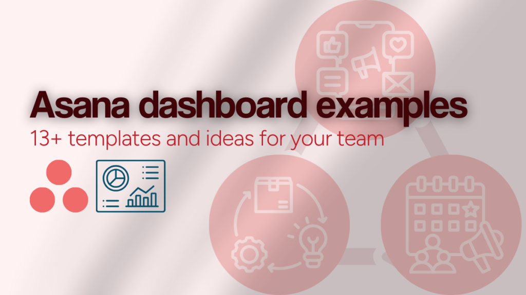 Asana logo and dashboard icon with text "Asana dashboard examples 13+ templates and ideas for your team"